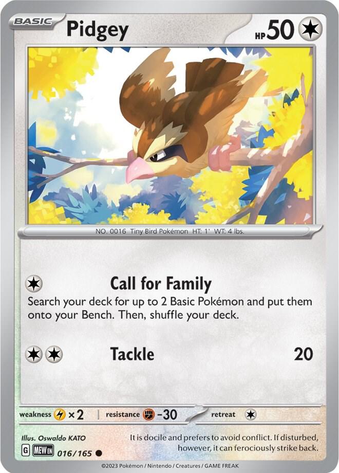 Pidgey - 016/165 - SV: Scarlet & Violet 151 (MEW) - Normal - Pokemon TCG Card