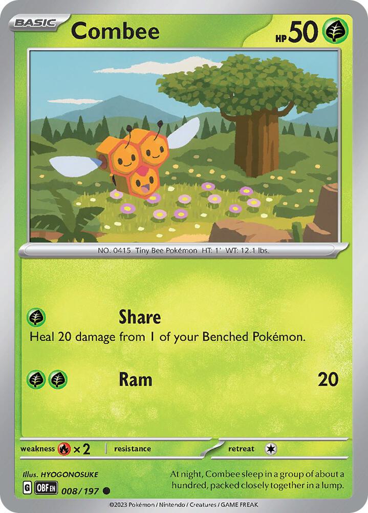 Combee - 008/197 - SV03: Obsidian Flames (OBF) - Reverse Holofoil - Pokemon TCG Card