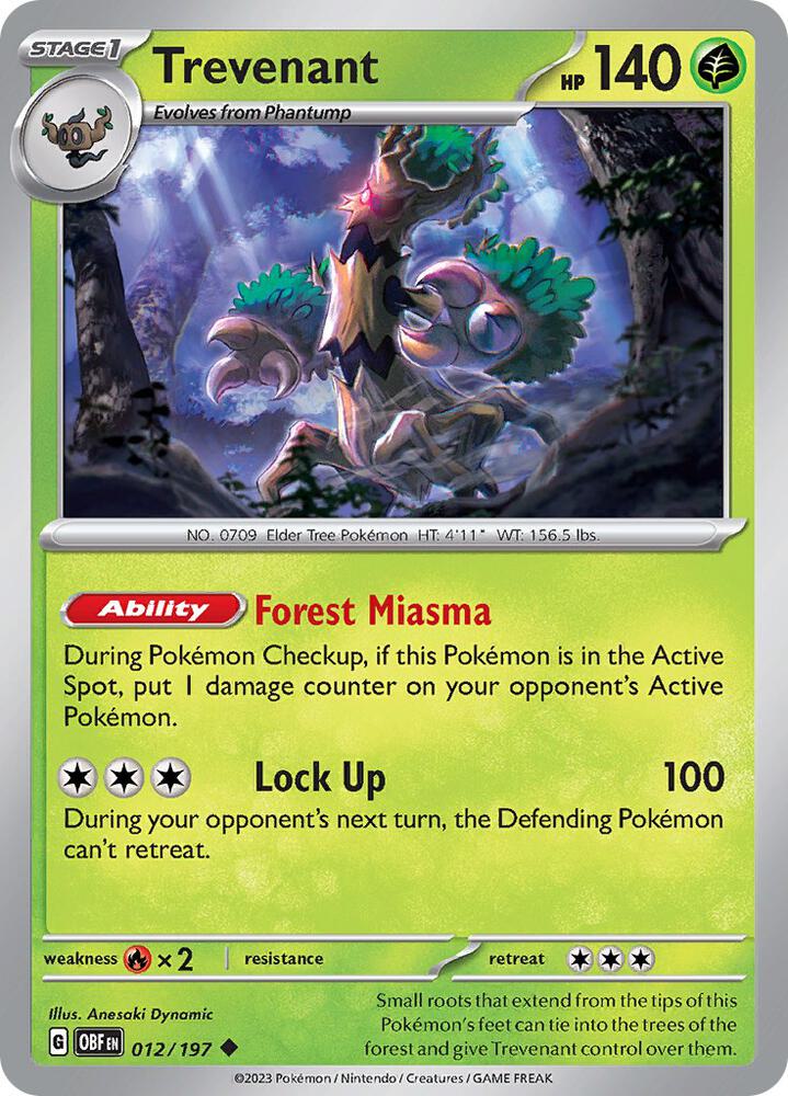 Trevenant - 012/197 - SV03: Obsidian Flames (OBF) - Normal - Pokemon TCG Card