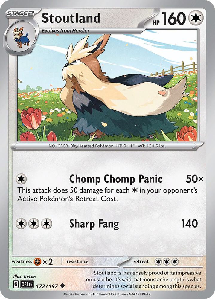 Stoutland - 172/197 - SV03: Obsidian Flames (OBF) - Normal - Pokemon TCG Card