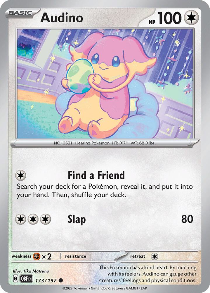 Audino - 173/197 - SV03: Obsidian Flames (OBF) - Normal - Pokemon TCG Card