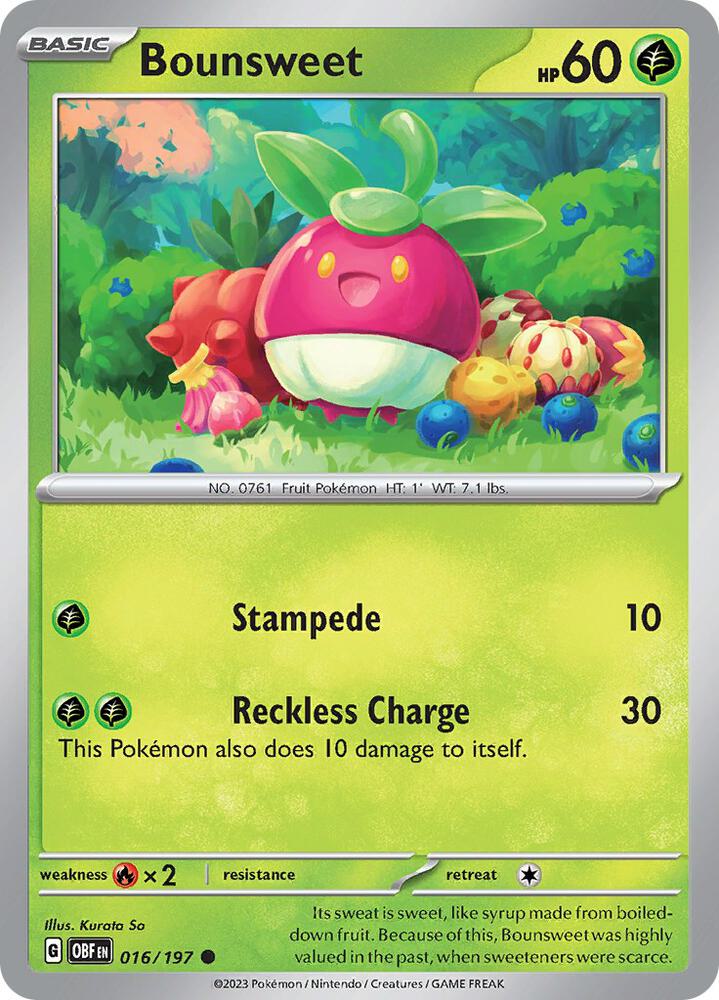 Bounsweet - 016/197 - SV03: Obsidian Flames (OBF) - Normal - Pokemon TCG Card