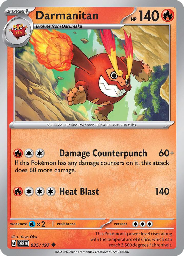 Darmanitan - 035/197 - SV03: Obsidian Flames (OBF) - Normal - Pokemon TCG Card