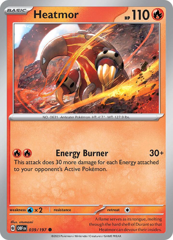 Heatmor - 039/197 - SV03: Obsidian Flames (OBF) - Reverse Holofoil - Pokemon TCG Card