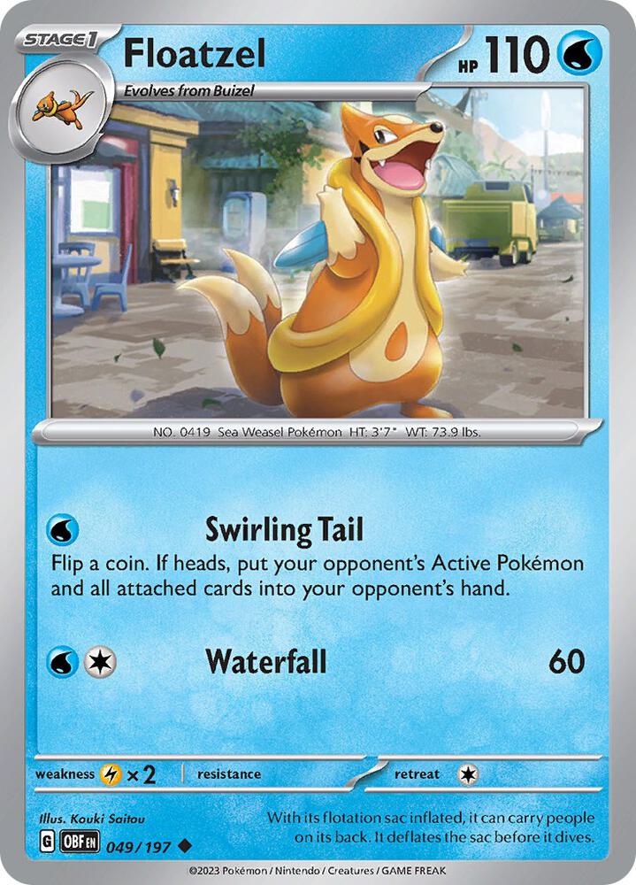 Floatzel - 049/197 - SV03: Obsidian Flames (OBF) - Reverse Holofoil - Pokemon TCG Card