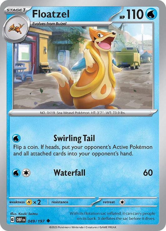 Floatzel - 049/197 - SV03: Obsidian Flames (OBF) - Reverse Holofoil - Pokemon TCG Card