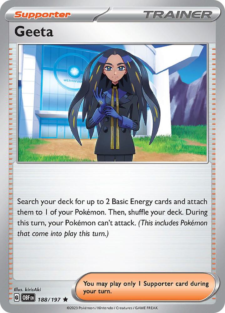 Geeta - 188/197 - SV03: Obsidian Flames (OBF) - Holofoil - Pokemon TCG Card