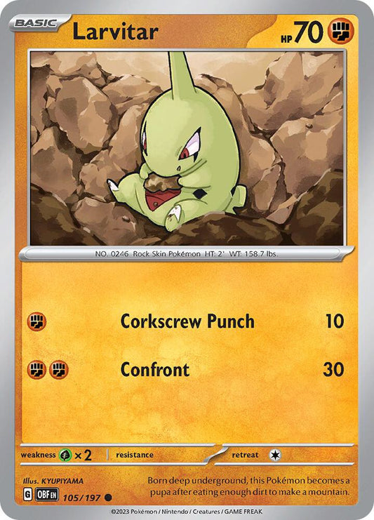 Larvitar - 105/197 - SV03: Obsidian Flames (OBF) - Normal - Pokemon TCG Card