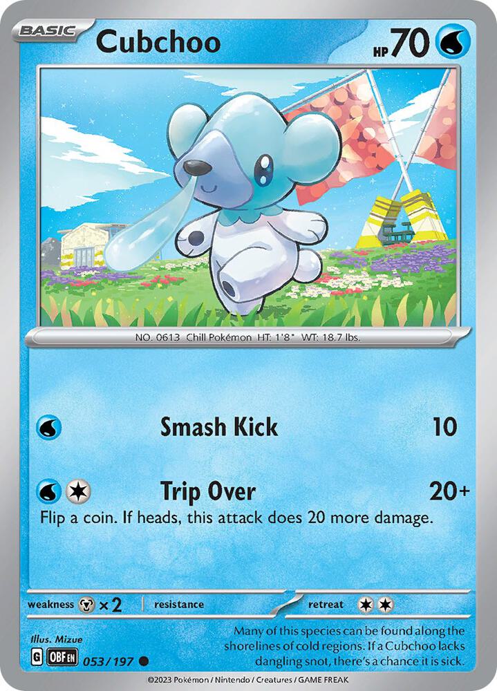 Cubchoo - 053/197 - SV03: Obsidian Flames (OBF) - Normal - Pokemon TCG Card
