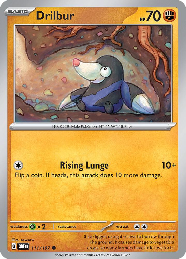 Drilbur - 111/197 - SV03: Obsidian Flames (OBF) - Normal - Pokemon TCG Card