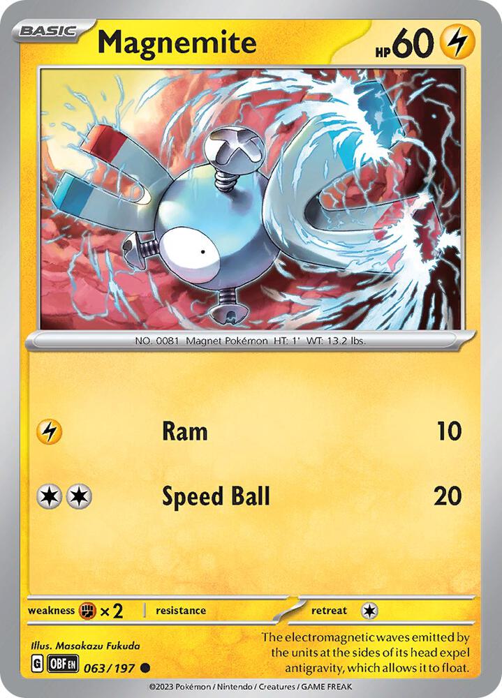Magnemite - 063/197 - SV03: Obsidian Flames (OBF) - Normal - Pokemon TCG Card