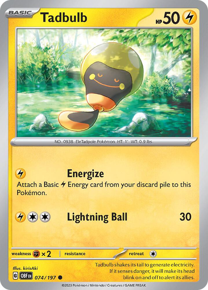 Tadbulb 074/197 - 074/197 - SV03: Obsidian Flames (OBF) - Normal - Pokemon TCG Card