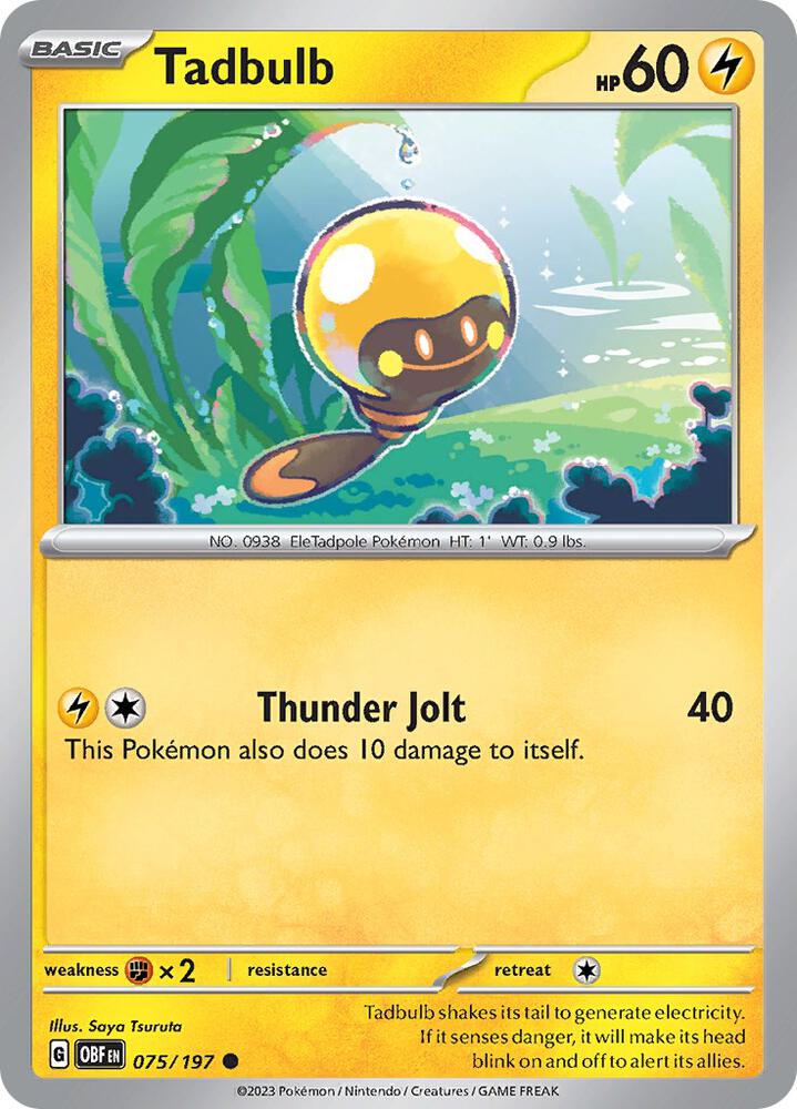 Tadbulb 075/197 - 075/197 - SV03: Obsidian Flames (OBF) - Reverse Holofoil - Pokemon TCG Card