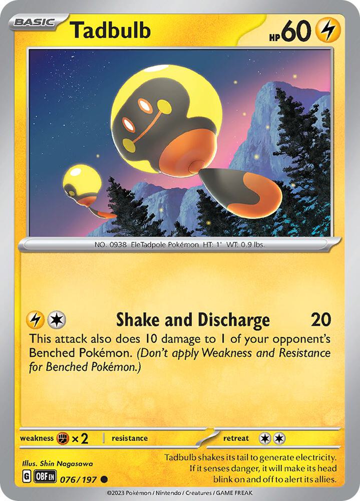Tadbulb 076/197 - 076/197 - SV03: Obsidian Flames (OBF) - Normal - Pokemon TCG Card