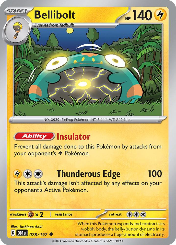 Bellibolt - 078/197 - SV03: Obsidian Flames (OBF) - Uncommon - Normal - Pokemon TCG Card