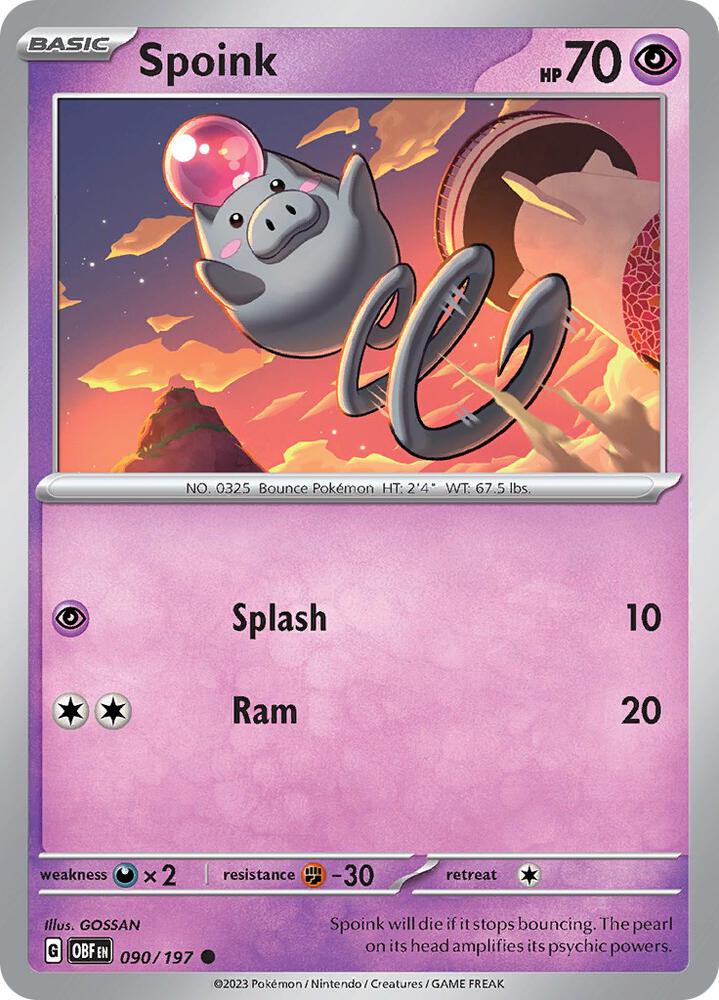 Spoink - 090/197 - SV03: Obsidian Flames (OBF) - Normal - Pokemon TCG Card