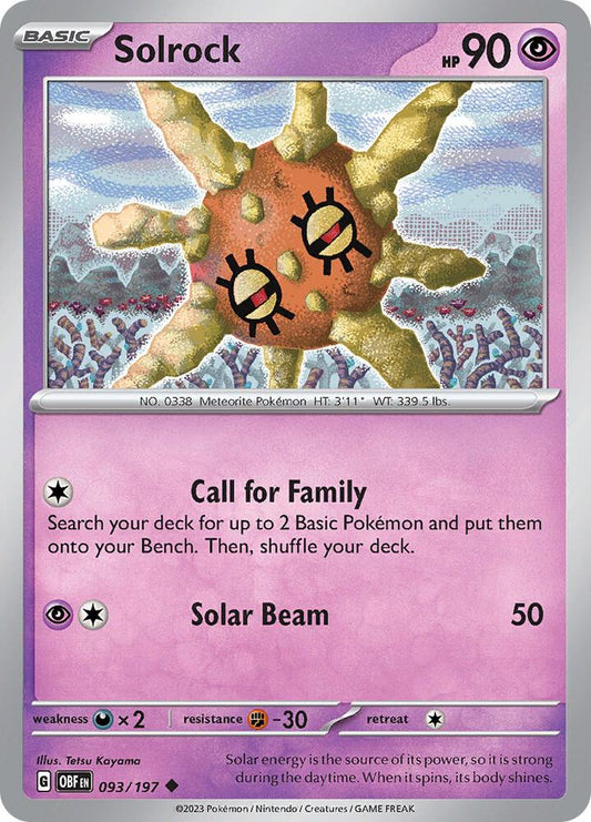 Solrock - 093/197 - SV03: Obsidian Flames (OBF) - Normal - Pokemon TCG Card
