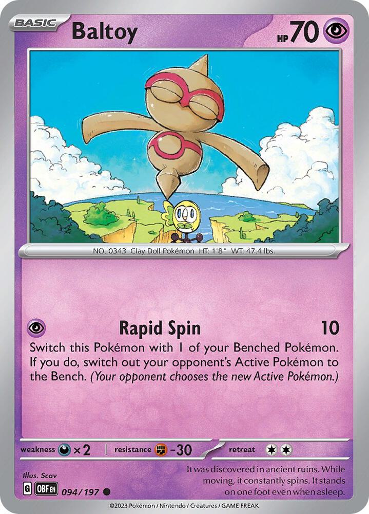 Baltoy - 094/197 - SV03: Obsidian Flames (OBF) - Normal - Pokemon TCG Card