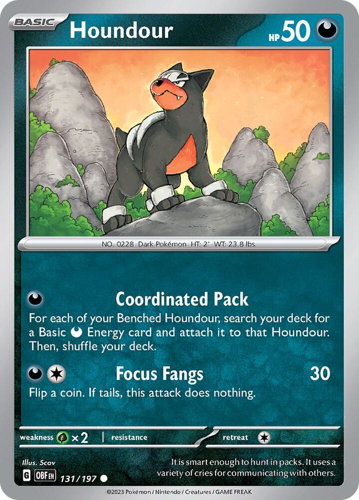 Houndour - 131/197 - SV03: Obsidian Flames (OBF) - Common - Normal - Pokemon TCG Card