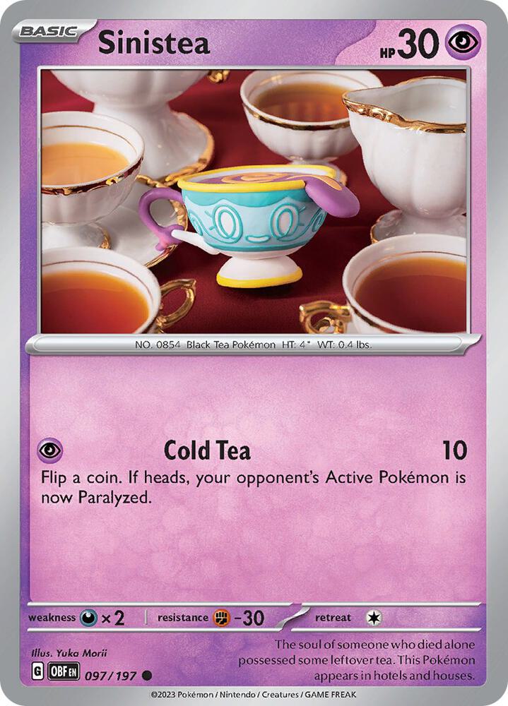Sinistea - 097/197 - SV03: Obsidian Flames (OBF) - Reverse Holofoil - Pokemon TCG Card