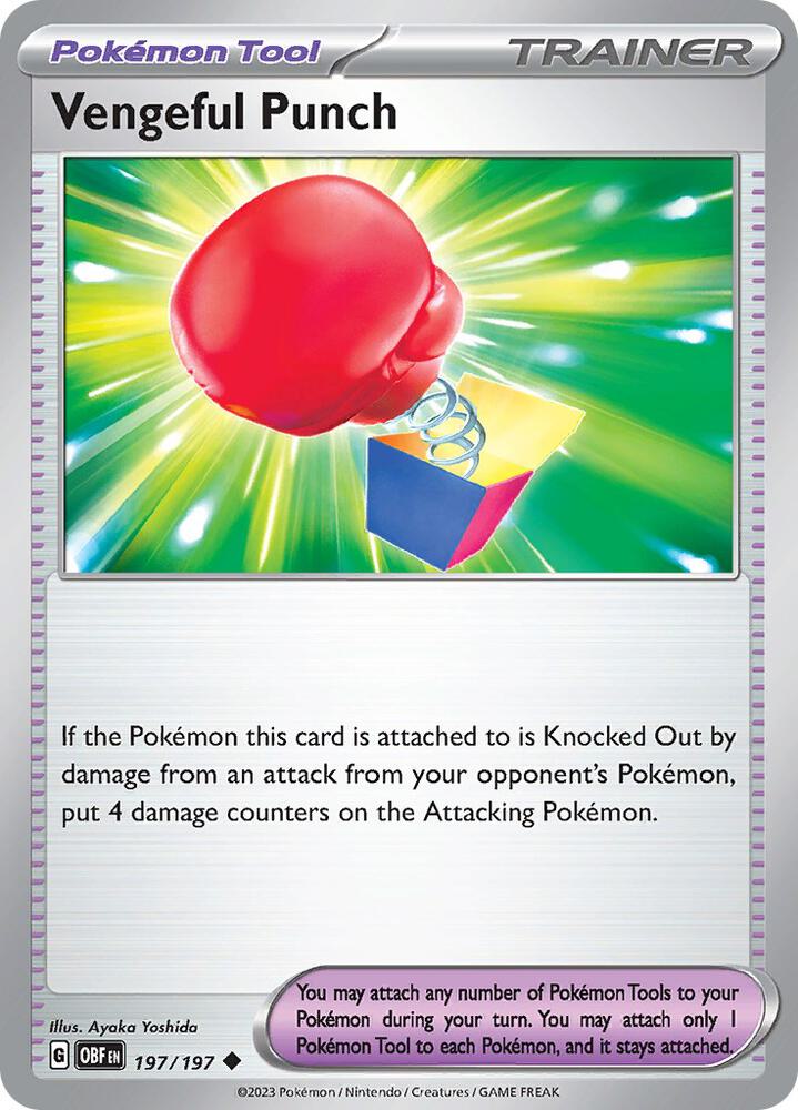 Vengeful Punch - 197/197 - SV03: Obsidian Flames (OBF) - Reverse Holofoil - Pokemon TCG Card