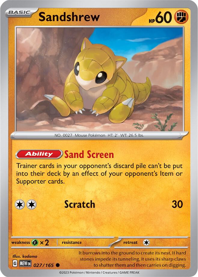 Sandshrew - 027/165 - SV: Scarlet & Violet 151 (MEW) - Normal - Pokemon TCG Card