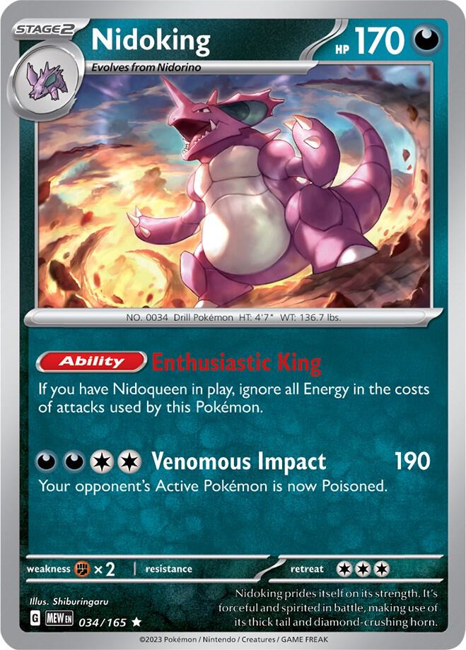 Nidoking - 034/165 - SV: Scarlet & Violet 151 (MEW) - Rare - Reverse Holofoil - Pokemon TCG Card