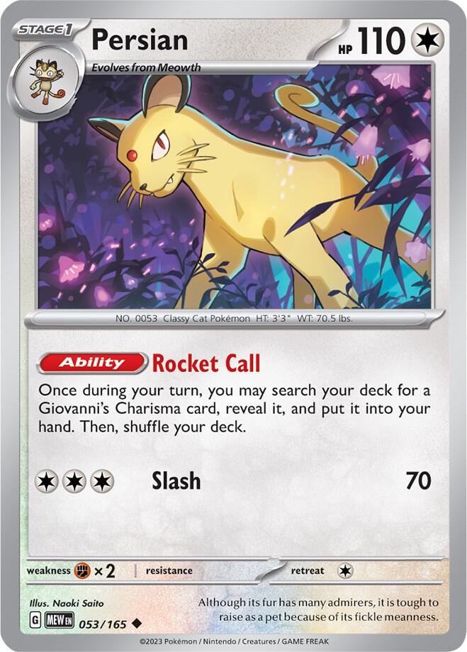 Persian - 053/165 - SV: Scarlet & Violet 151 (MEW) - Normal - Pokemon TCG Card