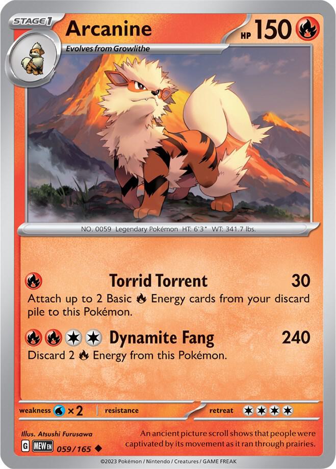Arcanine - 059/165 - SV: Scarlet & Violet 151 (MEW) - Normal - Pokemon TCG Card