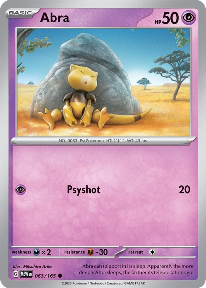 Abra - 063/165 - SV: Scarlet & Violet 151 (MEW) - Normal - Pokemon TCG Card