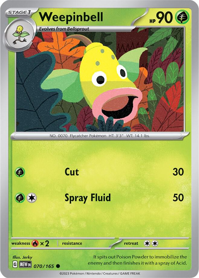 Weepinbell - 070/165 - SV: Scarlet & Violet 151 (MEW) - Reverse Holofoil - Pokemon TCG Card