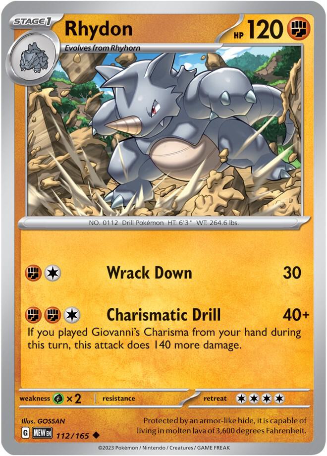 Rhydon - 112/165 - SV: Scarlet & Violet 151 (MEW) - Normal - Pokemon TCG Card