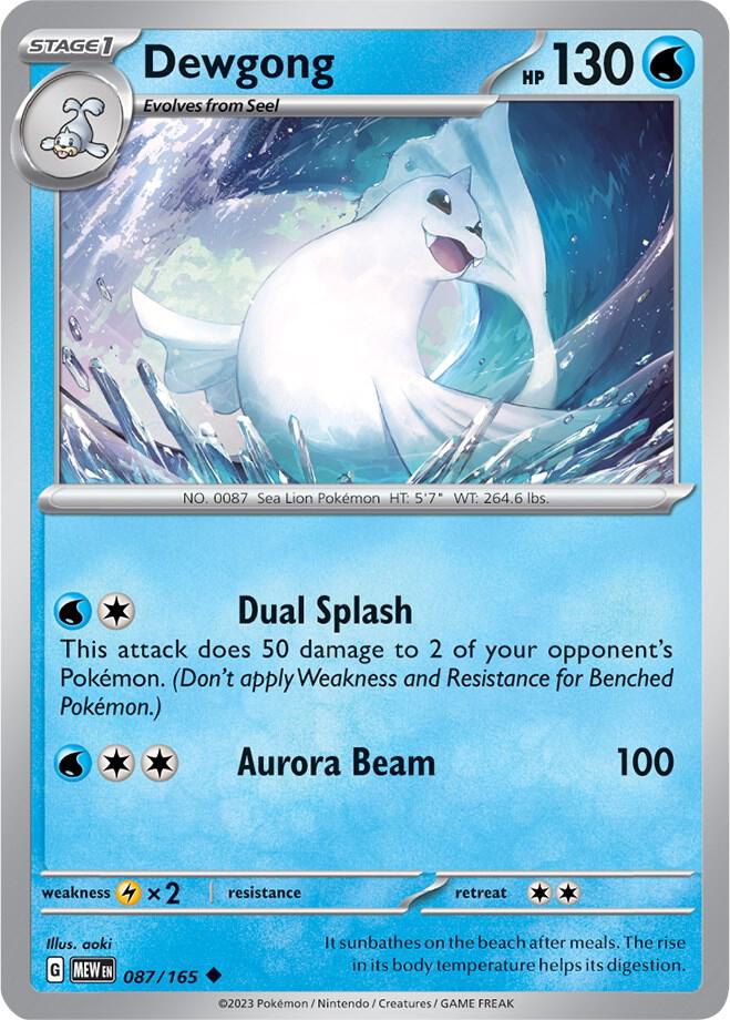 Dewgong - 087/165 - SV: Scarlet & Violet 151 (MEW) - Reverse Holofoil - Pokemon TCG Card