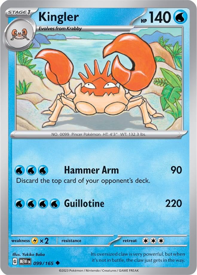 Kingler - 099/165 - SV: Scarlet & Violet 151 (MEW) - Normal - Pokemon TCG Card
