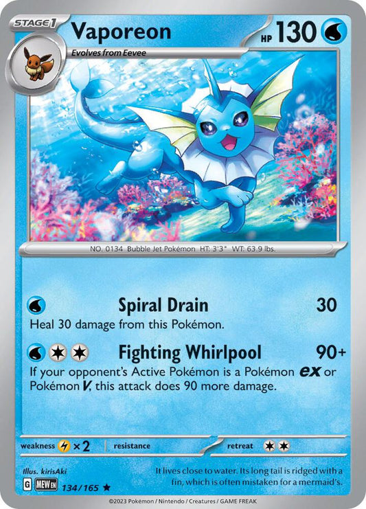 Vaporeon - 134/165 - SV: Scarlet & Violet 151 (MEW) - Holofoil - Pokemon TCG Card