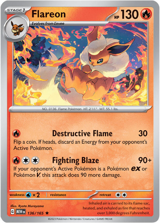 Flareon - 136/165 - SV: Scarlet & Violet 151 (MEW) - Holofoil - Pokemon TCG Card