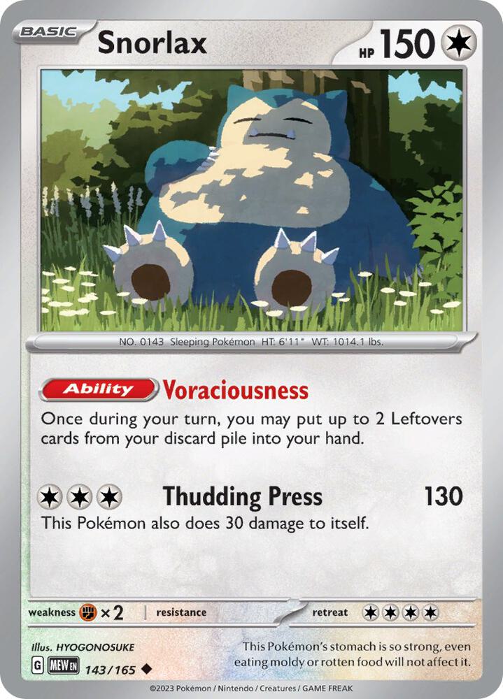 Snorlax - 143/165 - SV: Scarlet & Violet 151 (MEW) - Reverse Holofoil - Pokemon TCG Card