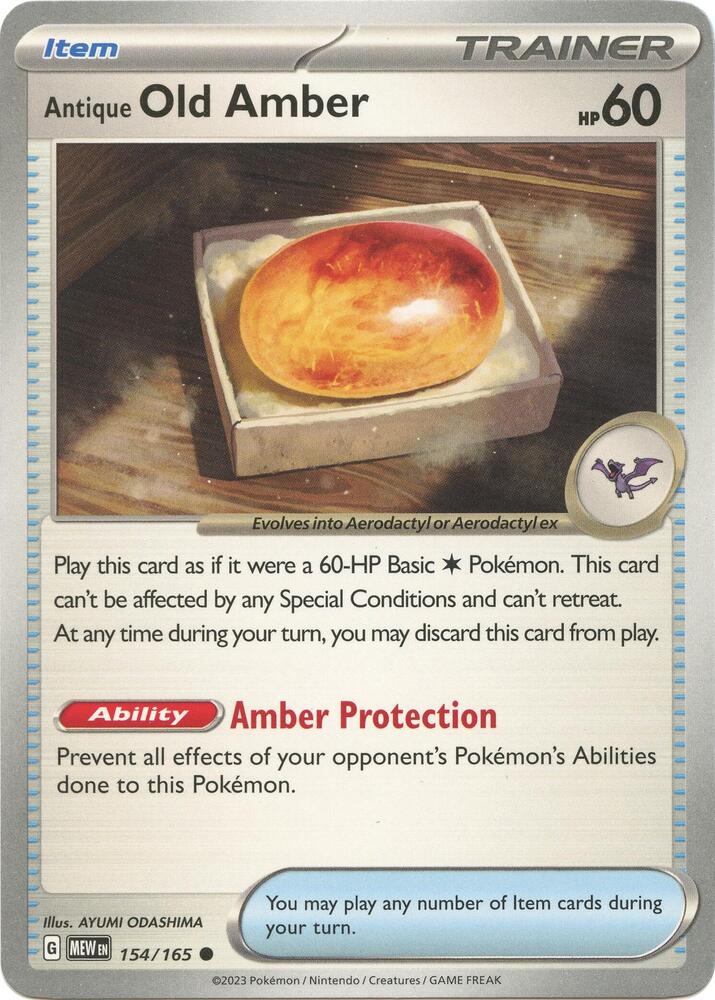 Antique Old Amber - 154/165 - SV: Scarlet & Violet 151 (MEW) - Normal - Pokemon TCG Card