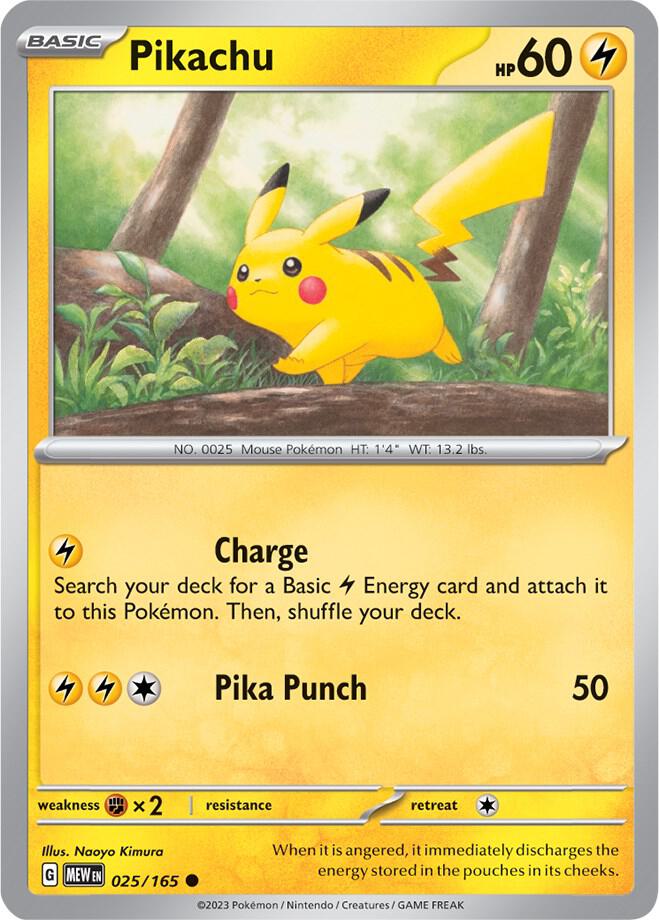 Pikachu - 025/165 - SV: Scarlet & Violet 151 (MEW) - Common - Normal - Pokemon TCG Card