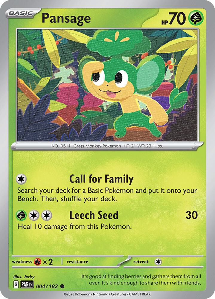 Pansage - 004/182 - SV04: Paradox Rift (PAR) - Normal - Pokemon TCG Card