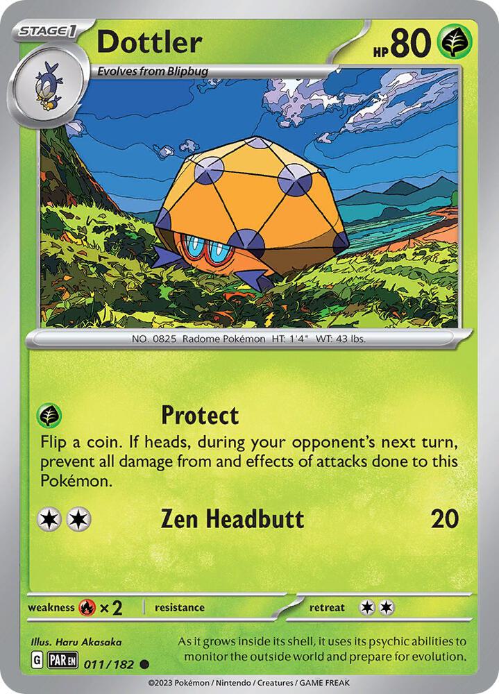 Dottler - 011/182 - SV04: Paradox Rift (PAR) - Common - Normal - Pokemon TCG Card