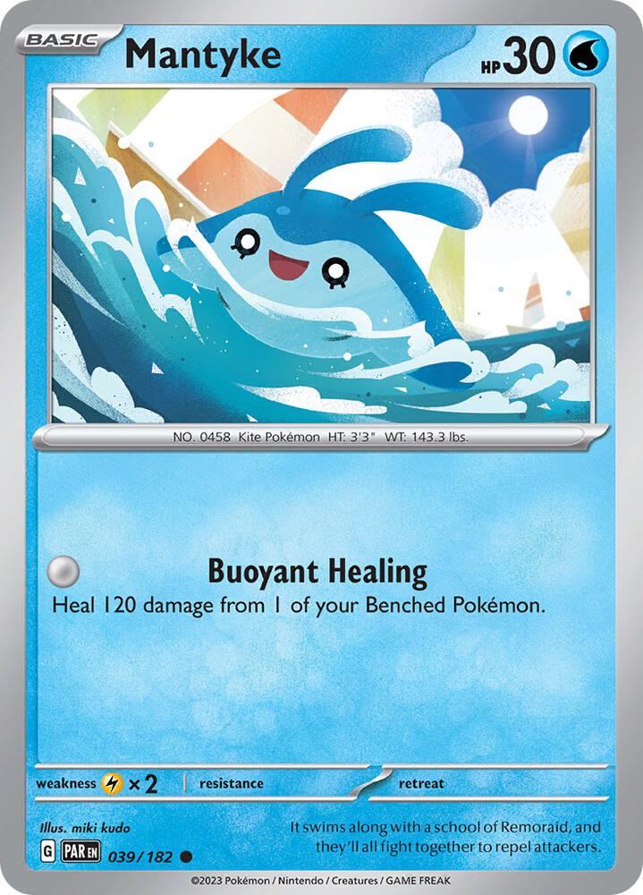 Mantyke - 039/182 - SV04: Paradox Rift (PAR) - Common - Reverse Holofoil - Pokemon TCG Card