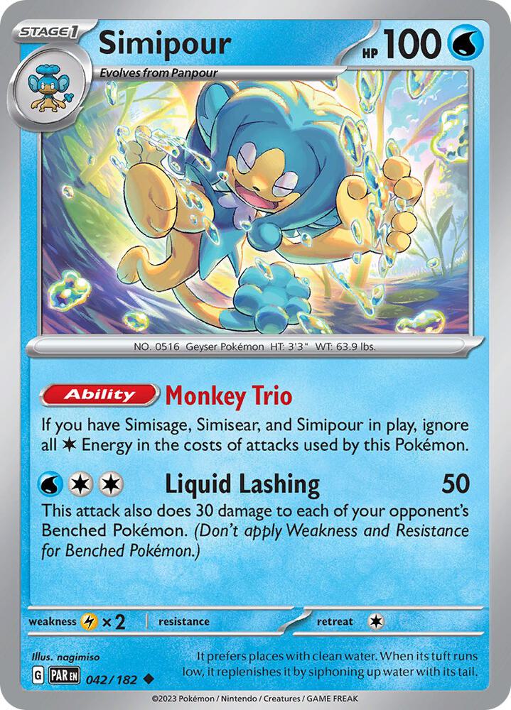 Simipour - 042/182 - SV04: Paradox Rift (PAR) - Normal - Pokemon TCG Card