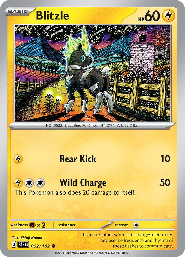 Blitzle - 062/182 - SV04: Paradox Rift (PAR) - Common - Reverse Holofoil - Pokemon TCG Card