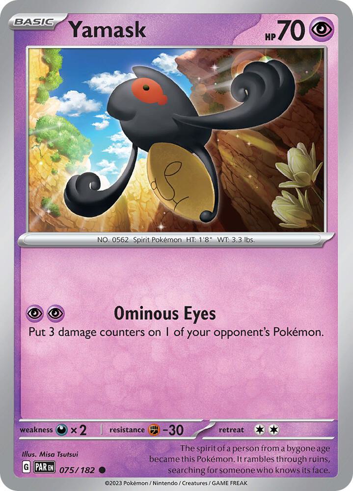 Yamask - 075/182 - SV04: Paradox Rift (PAR) - Reverse Holofoil - Pokemon TCG Card