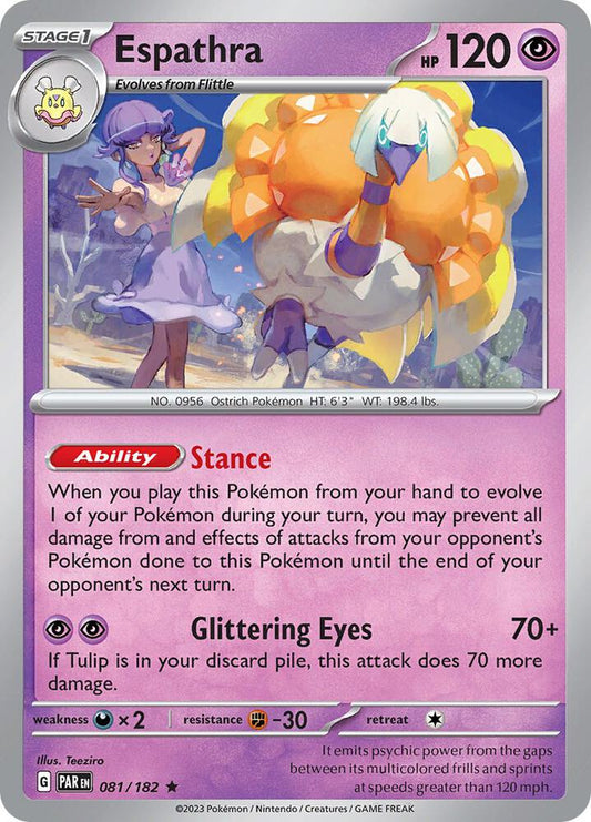Espathra - 081/182 - SV04: Paradox Rift (PAR) - Rare - Holofoil - Pokemon TCG Card