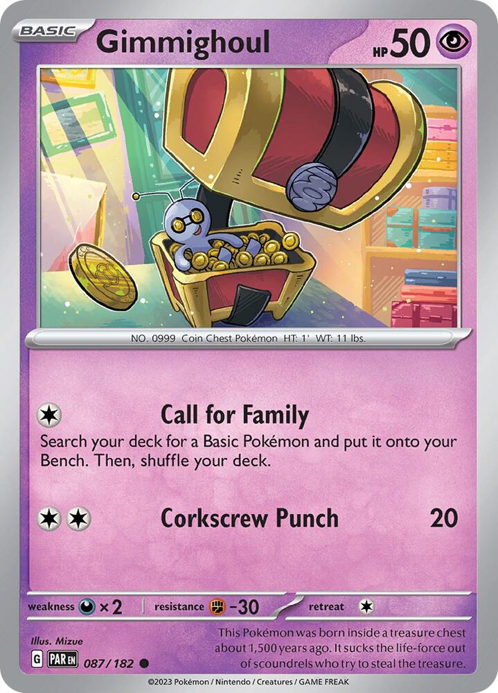 Gimmighoul - 087/182 - SV04: Paradox Rift (PAR) - Common - Normal - Pokemon TCG Card