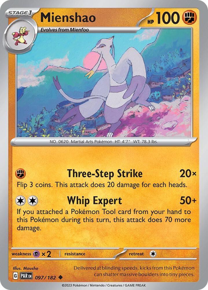 Mienshao - 097/182 - SV04: Paradox Rift (PAR) - Uncommon - Normal - Pokemon TCG Card