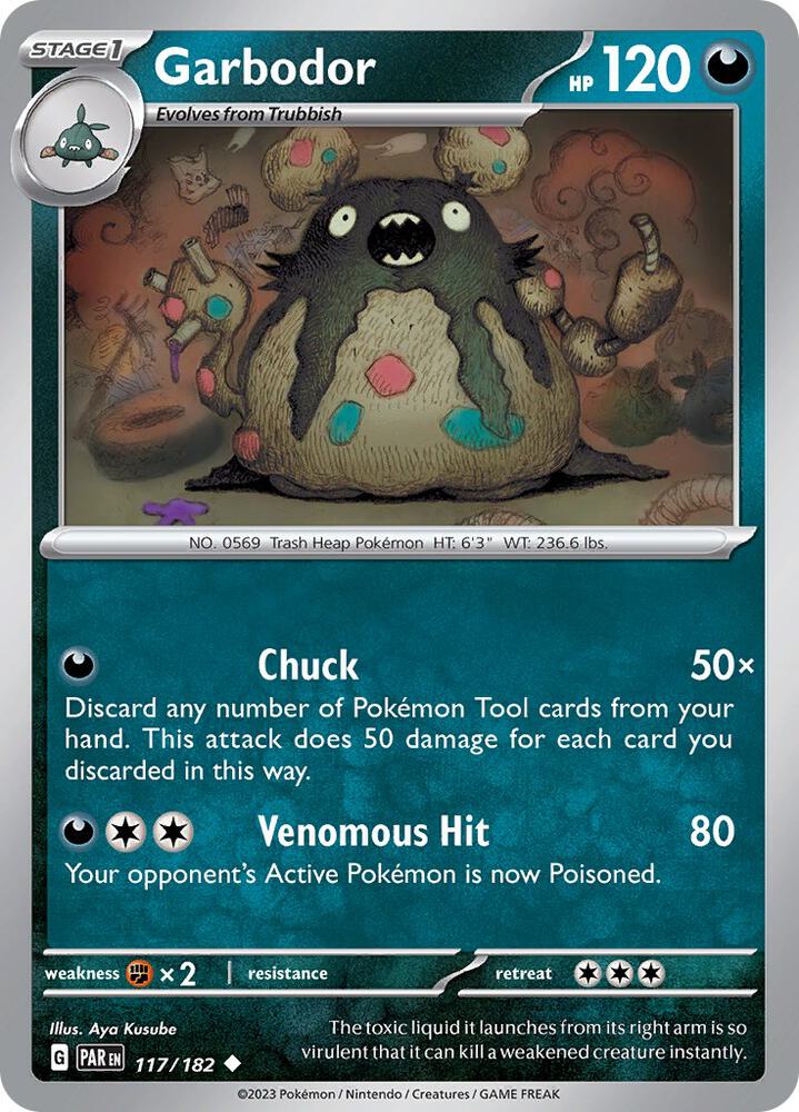 Garbodor - 117/182 - SV04: Paradox Rift (PAR) - Uncommon - Reverse Holofoil - Pokemon TCG Card