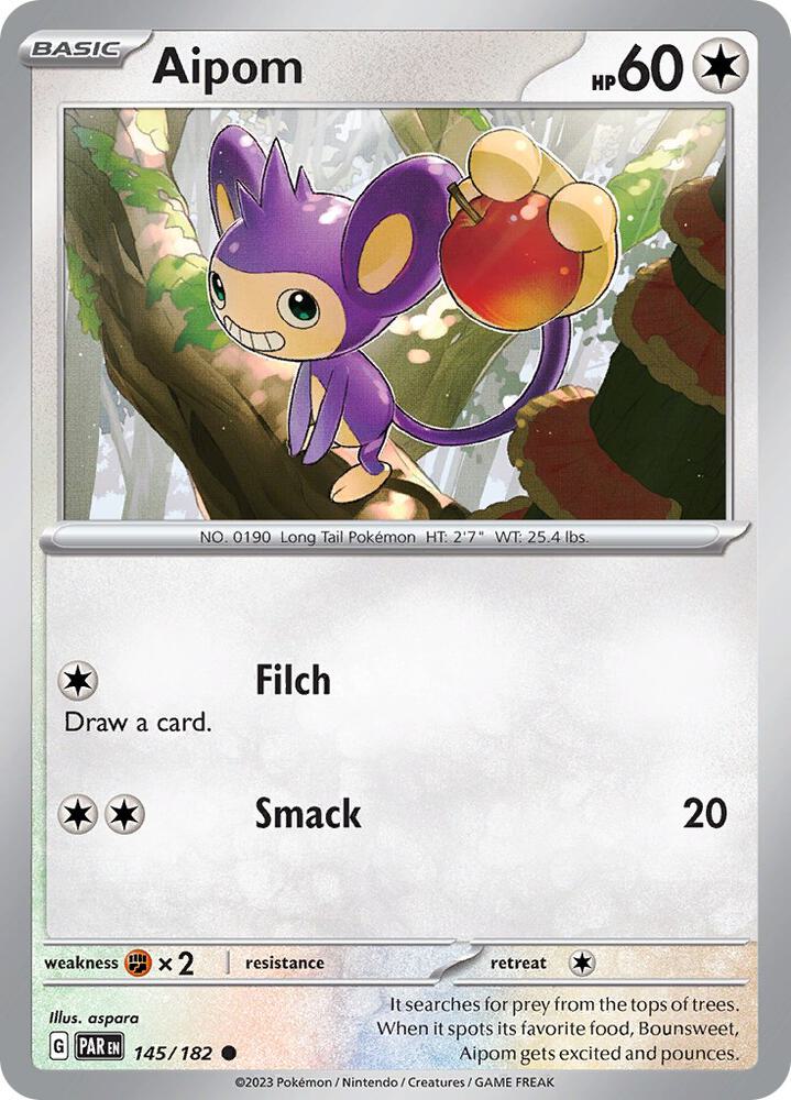 Aipom - 145/182 - SV04: Paradox Rift (PAR) - Common - Normal - Pokemon TCG Card